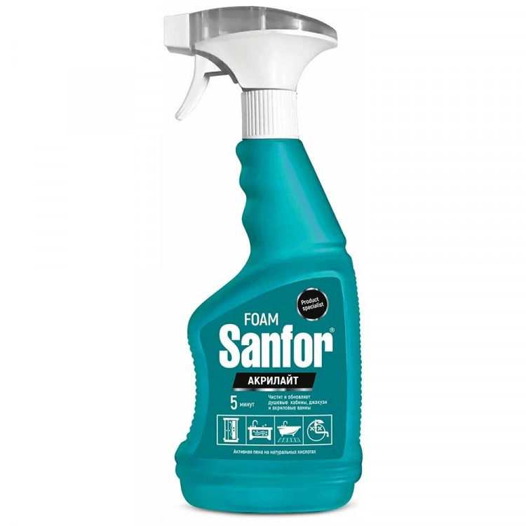 Чистящее средство  для ванной комнаты Санфор 500мл Акрилайт, пена арт.23225 (Ст.7)