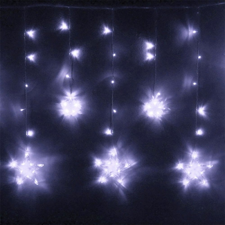 Гирлянда эл.д/дома занавес Бахрома 2,5*0,9м 138LED "Звезда" цв.белый (с.провод) арт.725-0555