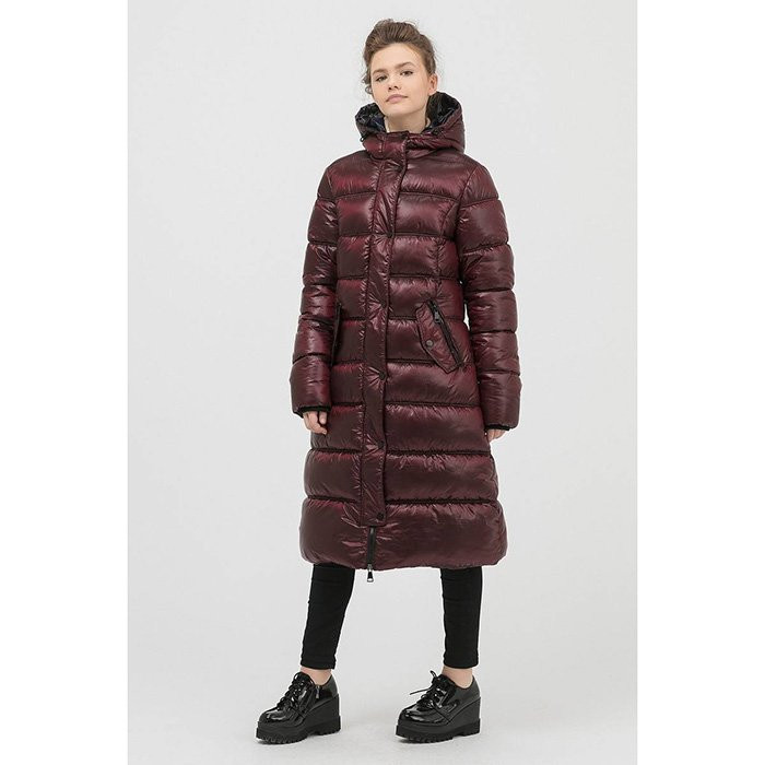 Куртка зимняя удлиненная для девочки (Jan Steen) арт.JW1918 цвет бордо био-пух