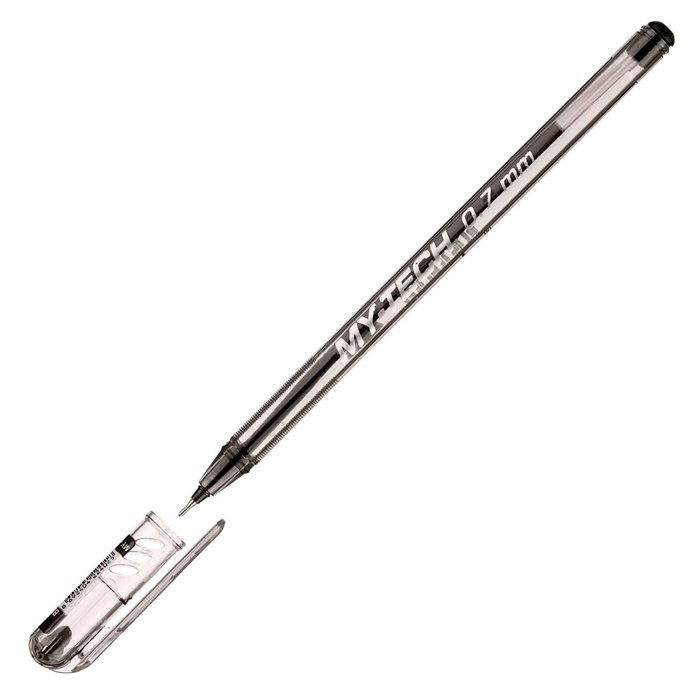 Ручка шариковая прозрачный корус (Pensan) MY-TECH черная/масло/игла 0,7мм арт.2240/25BLACK (Ст.25)