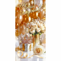 Конверт для денег С днем рождения! блестки в лаке золотые (Праздник) арт.50002002