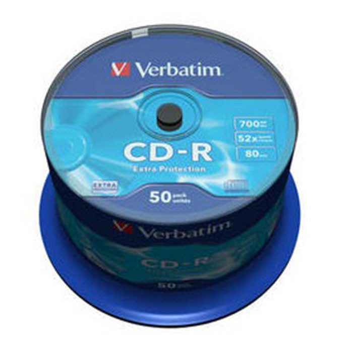 Диск  CD-R Verbatim 700Мб 80мин 52x Cake Box (ст.50) УПАКОВКА