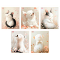 Тетрадь А5 клетка 48 листов скоба (Hatber) Flossy soft-touch ламинация запечатанный оборот и титульный лист скругленные углы ассорти арт 48Т5лВ1