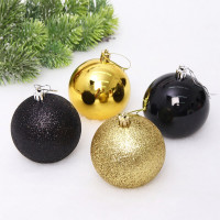 Набор шаров 08см 04шт/наб. "Микс фактур" цв.черный/золото арт.652-369