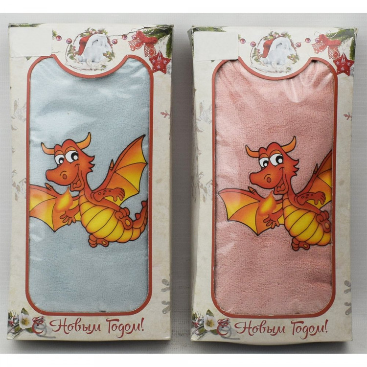 Полотенце микрафибра "Огненный Дракон" 35*75 в шоколадке