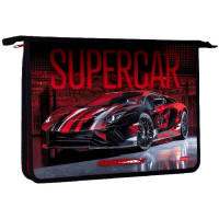 Папка школьная для тетрадей А4 на молнии 1отделение (Hatber) Super car арт. AMc_22034