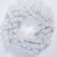 Венок декоративный 50см  хвоя ПВХ, белая без украшений "Антарктида" арт.ВАП 50
