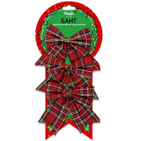 Украшение декоративное "Бант" 10*12см цв.красный в клетку арт.88489