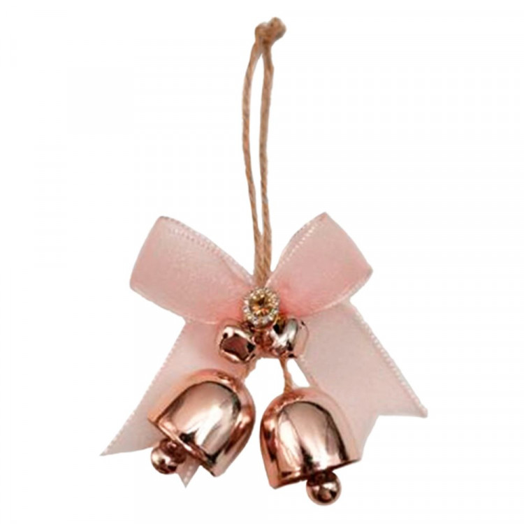 Украшение декор.подвеска металл. "Колокольчики с декором" 08,5*11см, 2шт гроздь цв.розовый арт.94618