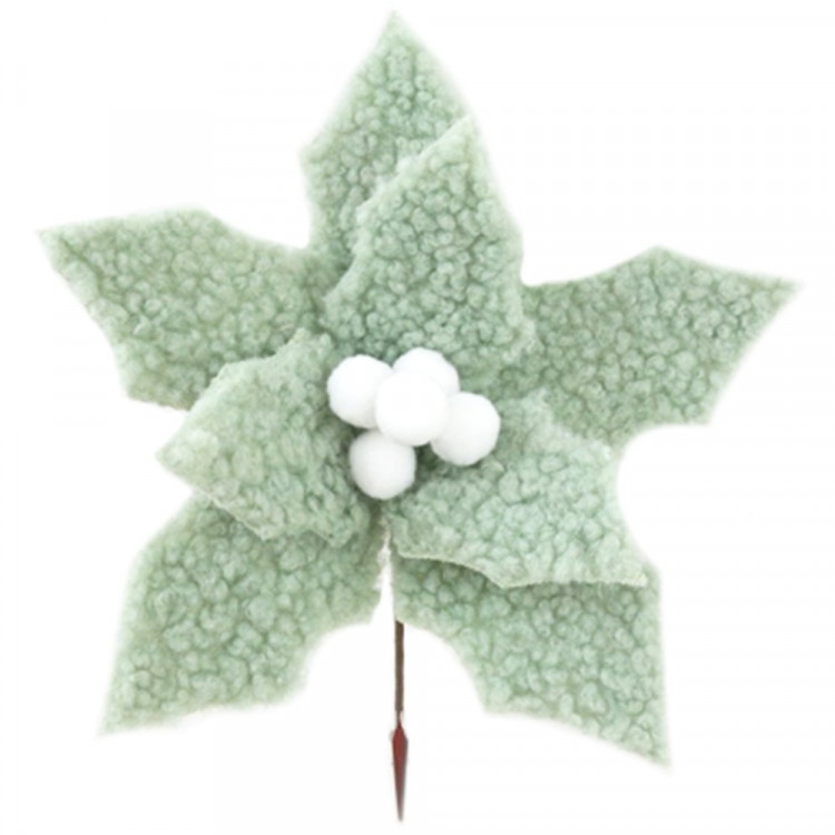 Украшение декор. "Цветок. Пуансеттия" 24см цв.мятный арт.94455