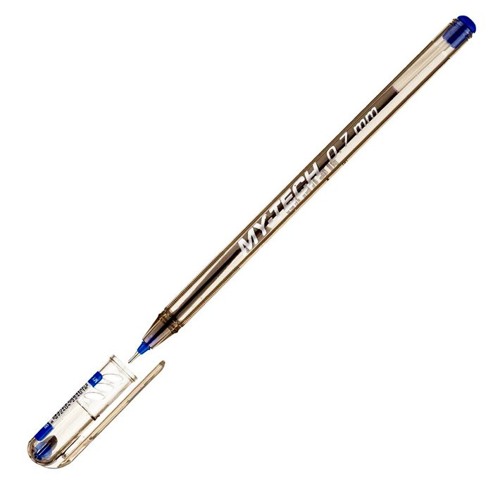 Ручка шариковая прозрачный корус (Pensan) MY-TECH синяя/масло/игла 0,7мм арт.2240/25BLUE (Ст.25)