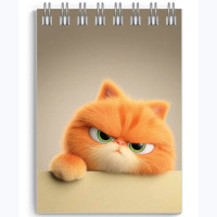 Блокнот А7 мягкая обложка на гребне 40 листов (Феникс) Кот рыжик выб.УФ-лак арт.73411