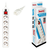 Сетевой фильтр BURO 600SH-1.8-UPS-W, 1.8м, белый ( 6 розеток)