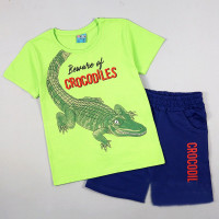 Костюм для мальчика (CitCit) артикул 41061 размерный ряд 28/110-32/128 (футболка+шорты) цвет салатовый/синий