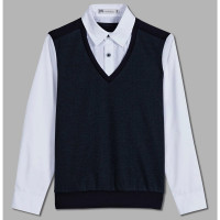 Джемпер-обманка для мальчика (Делорас) арт.71482GF размер 34/134-44/164 цвет темно-синий/белый ворот