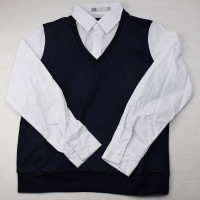 Джемпер-обманка для мальчика (Делорас) арт.71482GF размер 34/134-44/164 цвет темно-синий/белый ворот