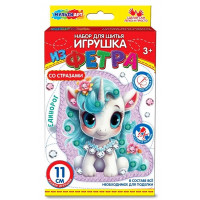 Поделка из фетра Игрушка со стразами Единорожка (MultiArt) арт.FETR-120531