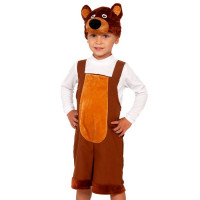 Костюм М (ЖИВОТНОЕ) Мишка бурый (полукомбинезон,маска) р.98-116 цв.коричневый/рыжий плюш арт.2010