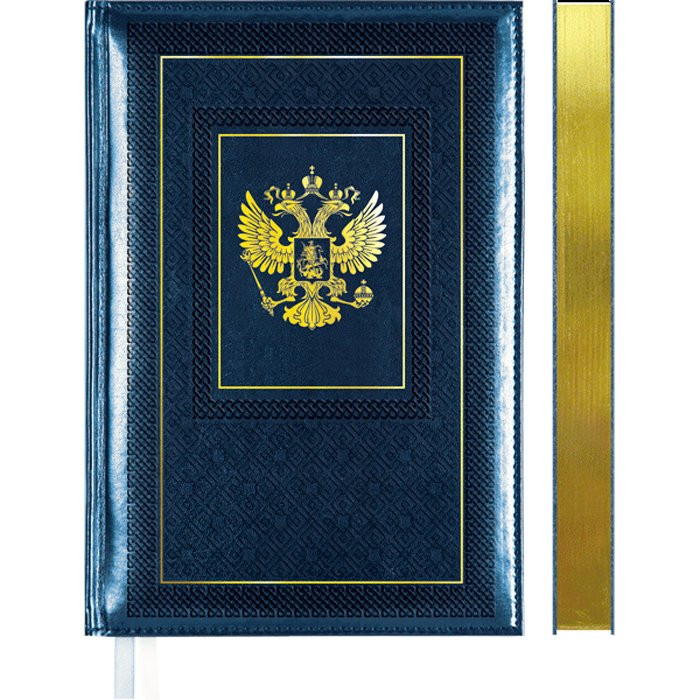 Ежедневник А5 недат. к/з deVENTE "Symbol" синий, крем.бумага, золот.срез, 136л арт.2034910