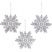 Украшение декор.подвеска "Снежинка волшебная" 11,5см 03шт/наб. цв.серебро арт.916-2002