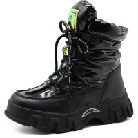 Ботинки для девочки (Колобок) черный верх-искуственная кожа подкладка - искуственная шерсть  артикул kok-6006-1