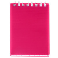 Блокнот А7 пластиковая обложка на гребне 80 листов (Hatber) LINE NEON Розовый арт.80Б7В1гр_03033