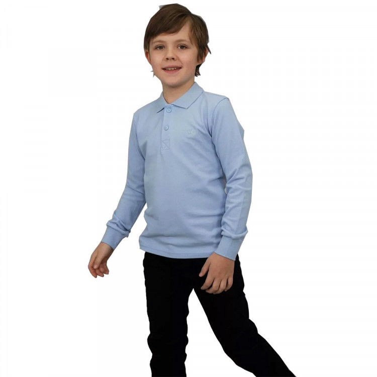 Поло для мальчика (UNIKKIDS) длинный рукав цвет голубой арт.UK-1016 размерный ряд 30/122-46/170