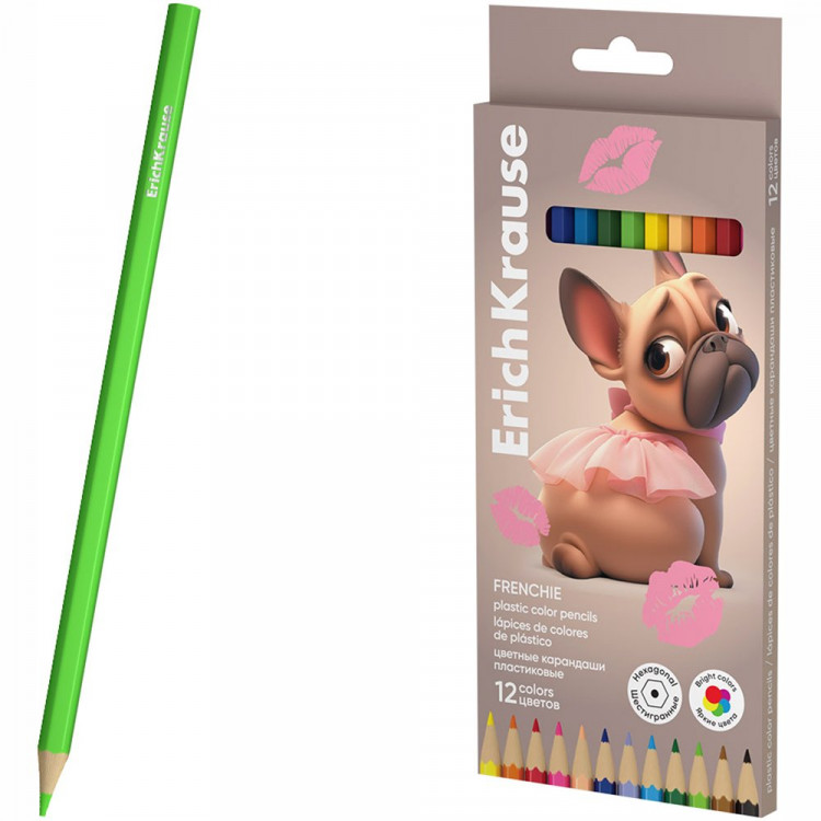 Карандаши цветные (ErichKrause) пластиковые Frenchie 12 цветов шестигранные 2,6 мм арт.65011