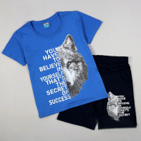 Костюм для мальчика (CitCit) артикул 54489 размерный ряд 28/110-32/128 (футболка+шорты) цвет синий/черный