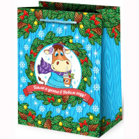 Пакет подарочный 14*18см бумажный "Добродушный бык Жорик" арт.230-037