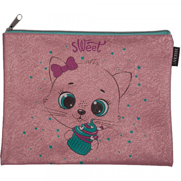 Папка школьная для тетради А5 на молнии кожзам (deVENTE) Sweet Kitty арт.8053293