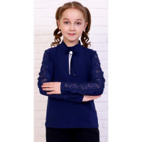 Джемпер для девочки трикотажный (Ликру) длинный рукав цвет темно-синий арт.0223 СИМФОНИЯ размерный ряд 32/128-40/158