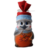 Коробка-игрушка декор. "Снегирь" (с ёмкостью для конфет) цв.красно-голубой 25см арт.БС-2101/3