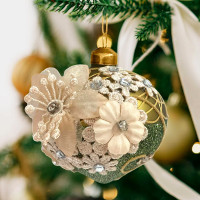 Шар стекло 09см "Цветочный мотив" п/у арт.91558