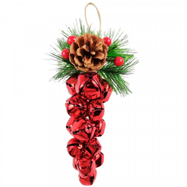 Украшение декор.подвеска металл. "Бубенчики с декором" 09*17см, гроздь цв.красный арт.94624