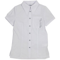 Блузка для девочки (Делорас) короткий рукав цвет белый арт.C63389S размерный ряд 34/134-46/170