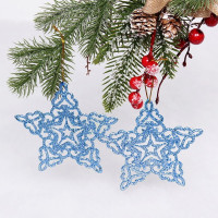 Украшение декор.подвеска пластик "Звездочки кружевные" 02шт/наб. 10см цв.голубой арт.916-0850