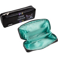 Пенал-косметичка 3 отделения кожзам (deVente) Young Forever 210x90x50 мм темно-серый арт.7029411