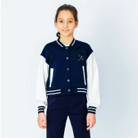 Кардиган для девочки (Делорас) арт.63968W размер 36/140-46/170 цвет синий/белый