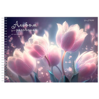 Альбом для рисования 40 листов спираль (Listoff) Фантастические цветы печать по металлизированной пленке серебро твин-лак. арт.АСГ2Л402631