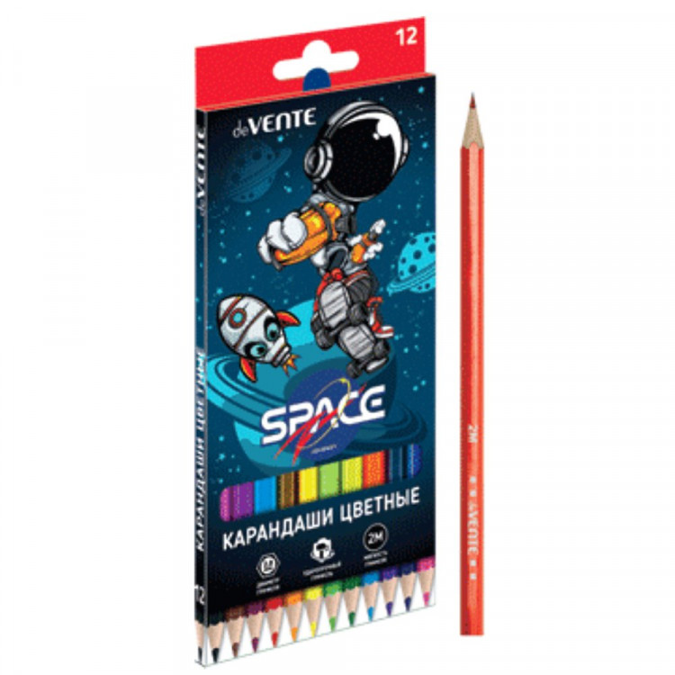 Карандаши цветные (deVENTE) Astronaut 12 цветов 2М 2,8 мм арт.5022323