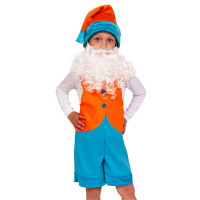 Костюм М (СКАЗКА) Гномик 2 (полукомбинезон,колпак,борода) р.98-116 цв.оранж/голубой плюш арт.2015