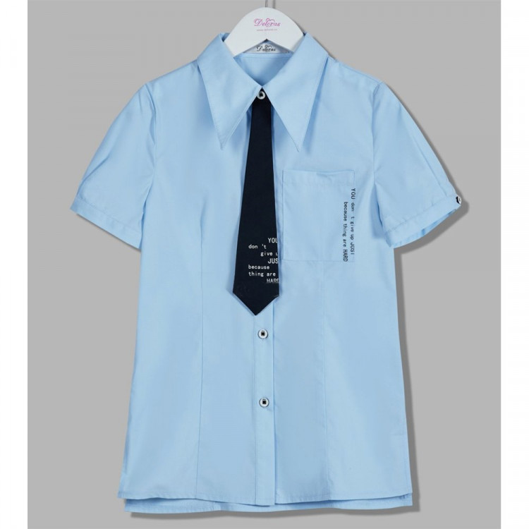 Блузка для девочки (Делорас) короткий рукав цвет голубой арт.C63389S размерный ряд 34/134-46/170