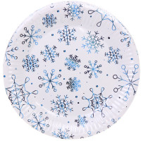 Тарелки бумажные 10шт/наб. D-18см "Снежные искры" цв.голубой арт.893-211