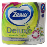 Бумага туалетная 3-сл втулка 4рул/уп 17,5м белая Zewa Deluxe Ромашка