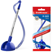 Ручка шариковая на липучке настольная (ErichKrause) R-301 Desk Pen синий, 1мм на пружине арт.46434