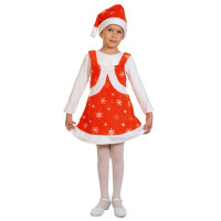 Костюм Д (НОВЫЙ ГОД) Мисс Санта (платье, колпачок) р.32/122 плюш арт.3045