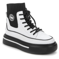 Ботинки для девочки (KEDDO) белый/черный верх-искусственная кожа/текстиль подкладка - текстиль артикул 538186/01-01