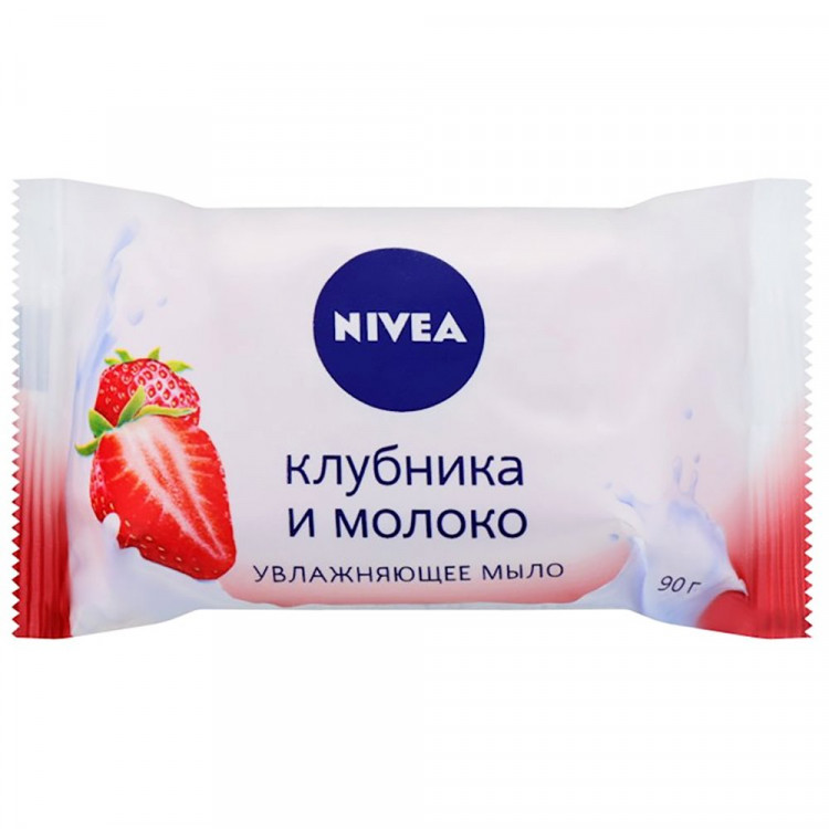 туалетное мыло 90г Nivea Клубника и Молоко  (Ст.6/36)
