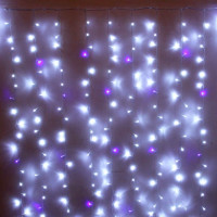 Гирлянда эл.д/улицы занавес Дождь 2*1,5м 320LED (св.провод) цв.белый/синий мерц. арт.183-247